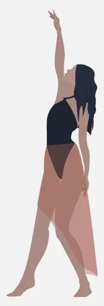 Illustration de la silouette d'une femme en position de danse