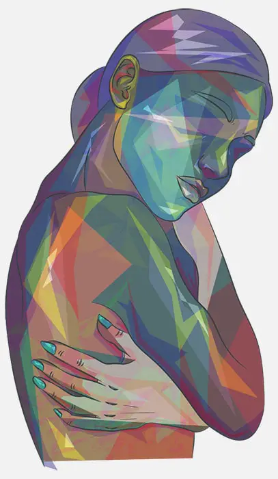 Illustration multicolore d'une femme sans visage