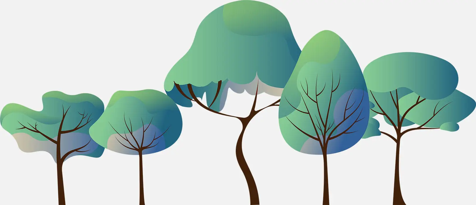 Illustration de cinq arbres 