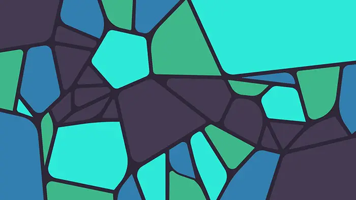 Illustration pattern formes géométriques camaïeu de bleu/vert