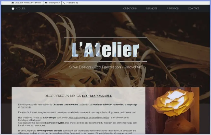 Image du site internet de l'Atelier du slow design